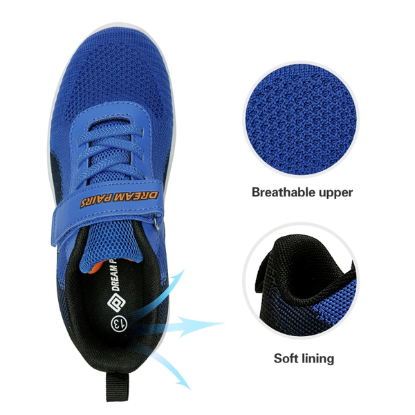 [EZ-Ons MagicZips] Boys Girls Tennis Running Shoes - ROYAL BLUE NAVY BLACK - 3